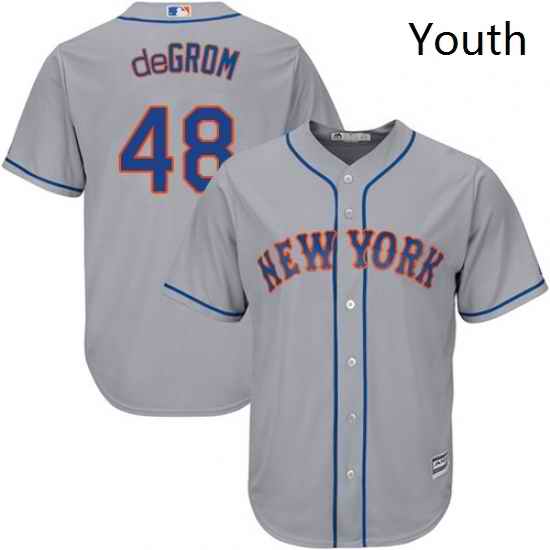 Youth Majestic New York Mets 48 Jacob deGrom Authentic Grey Road Cool Base MLB Jersey